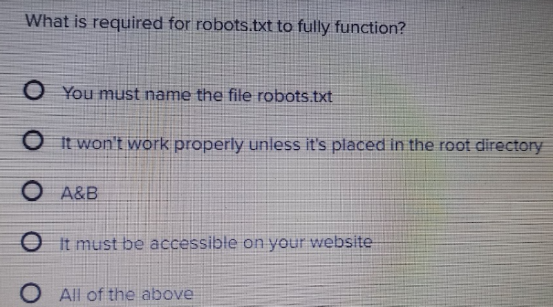 What is required for robots.txt to fully function