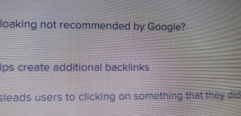 Why is Cloaking not recommended by Google