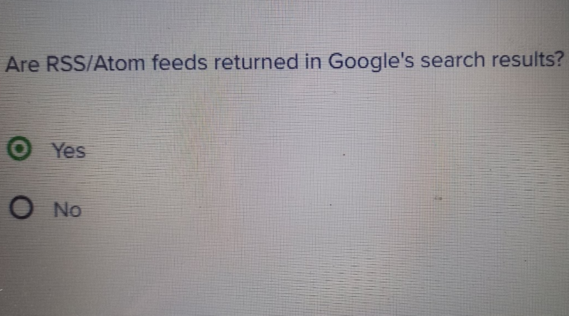 Are RSS/Atom feeds returned in Google's search results? Fiverr SEO Skill Test